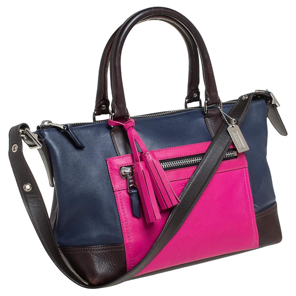 Black Coach Multicolor Leather  Front Zip Tote