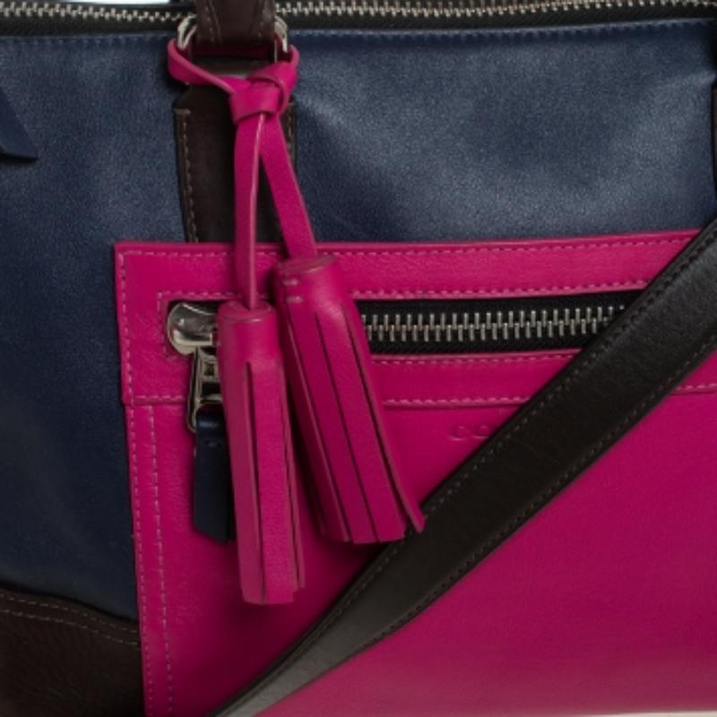 Coach Multicolor Leather  Front Zip Tote For Sale 4
