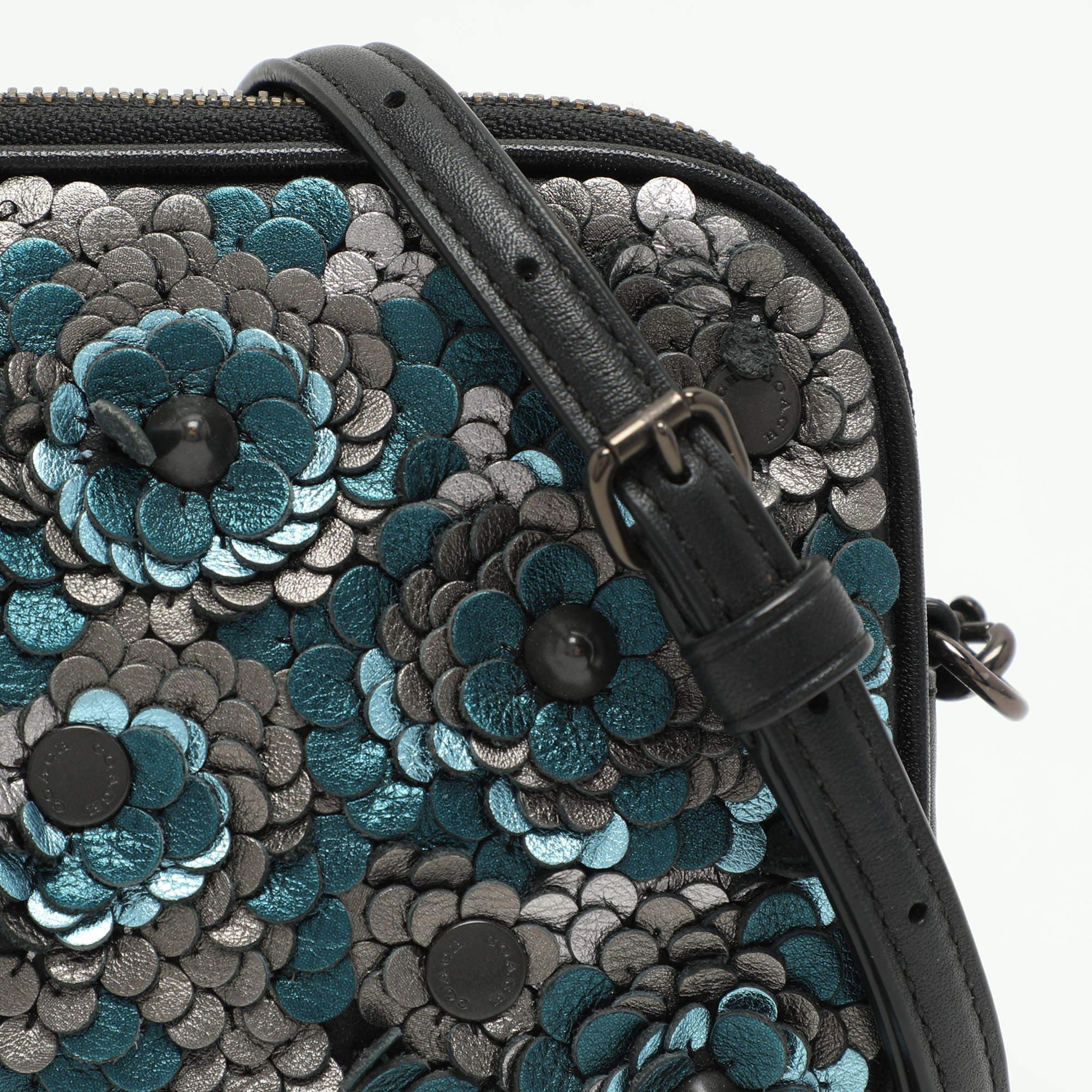 Women's Coach Multicolor Leather Sadie Flower Applique Crossbody Bag
