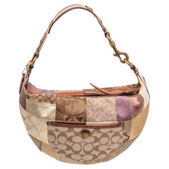 Coach Mehrfarbige Patchwork-Schultertasche aus Segeltuch und Leder
