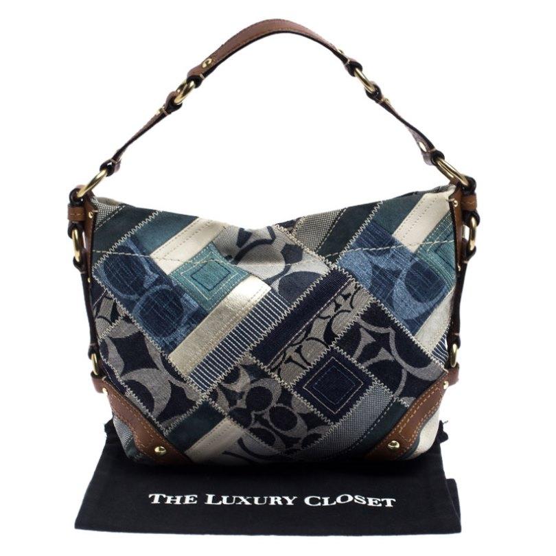 Coach Multicolor Patchwork Leather and Fabric Carly Hobo 3