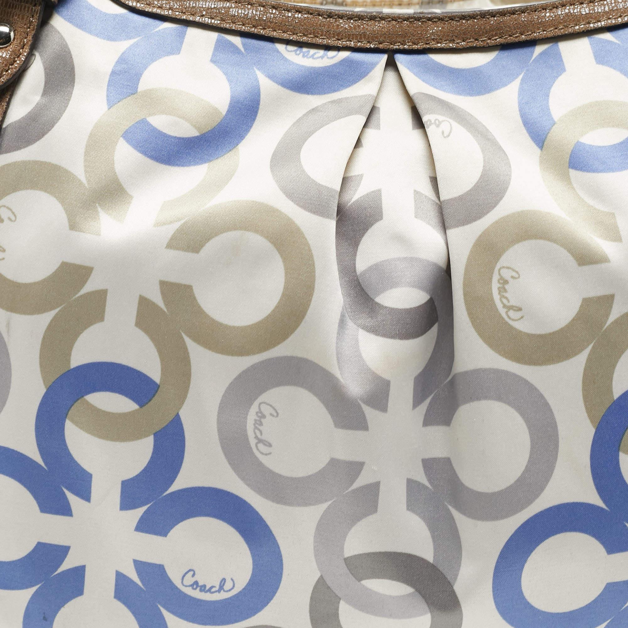 Women's Coach Multicolor Signature Satin and Leather Hobo For Sale