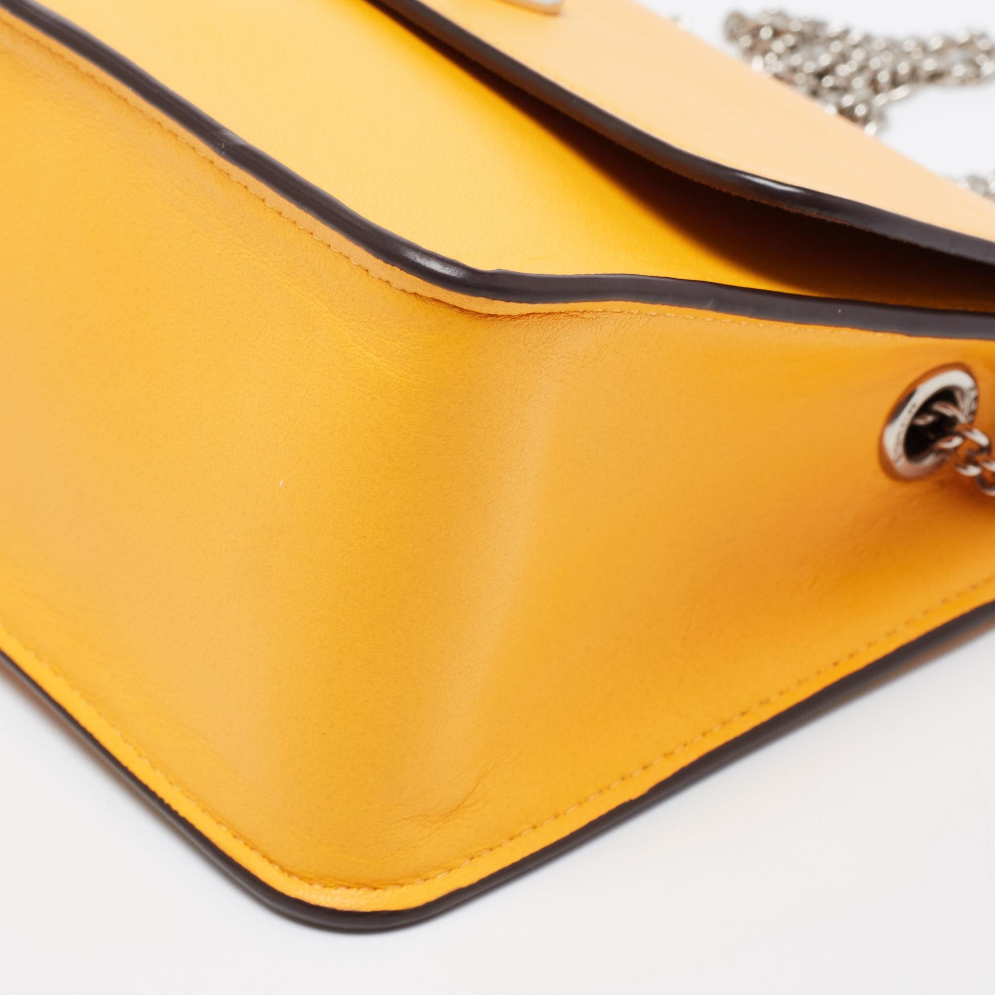 Coach Mustard Leather Bowery Chain Shoulder Bag In Excellent Condition In Dubai, Al Qouz 2