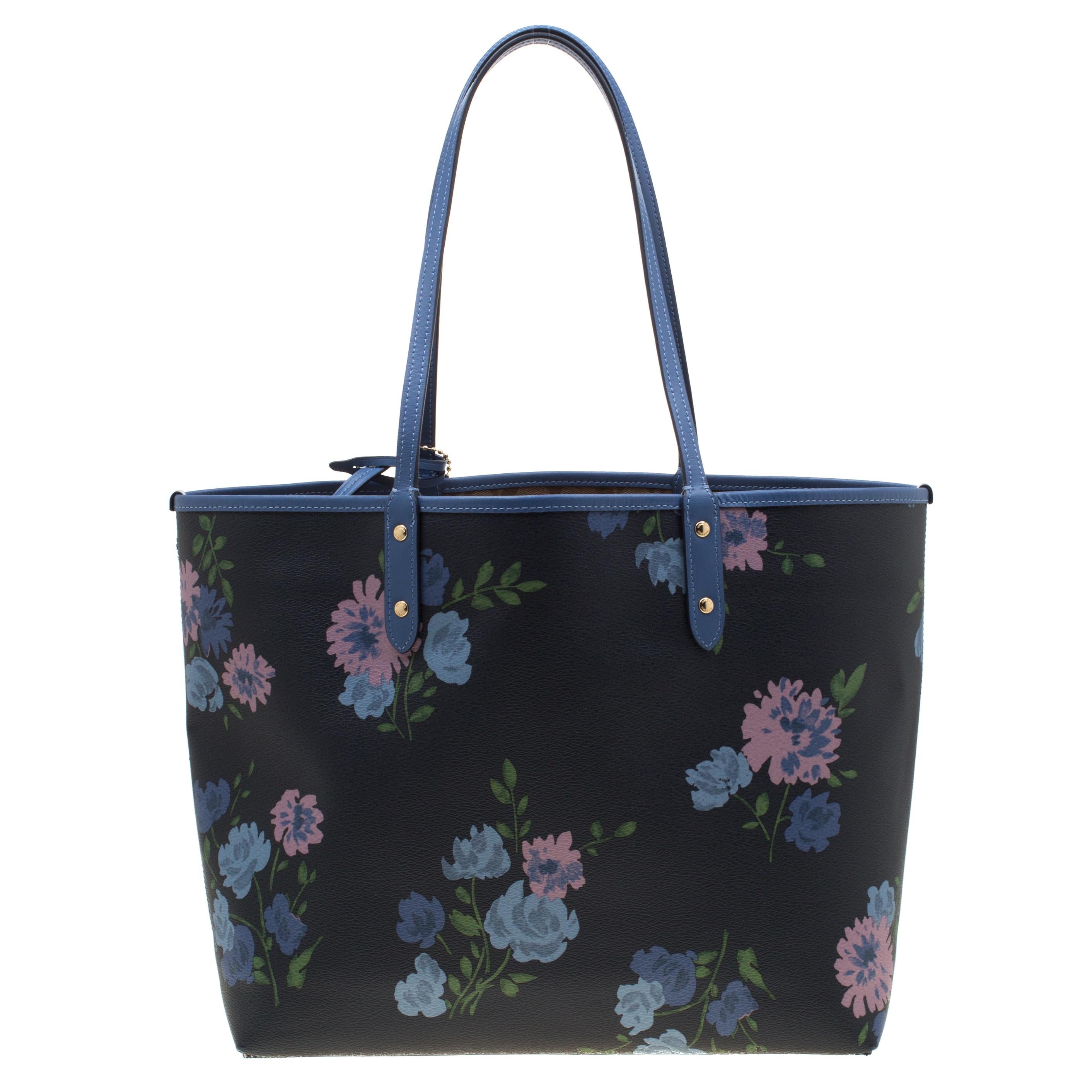 Coach blue cheap flower bag