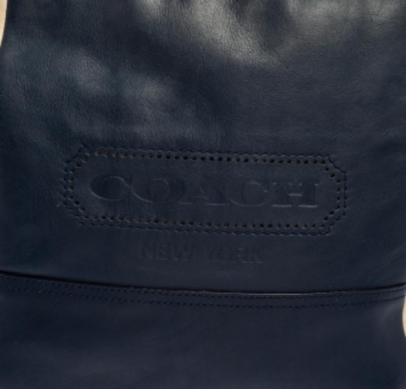 Coach Navy Blue/Beige Leather Legacy Weekend Hobo For Sale 6