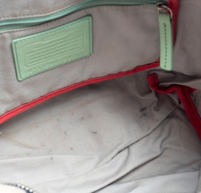 Coach Navy Blue/Beige Leather Legacy Weekend Hobo For Sale 2