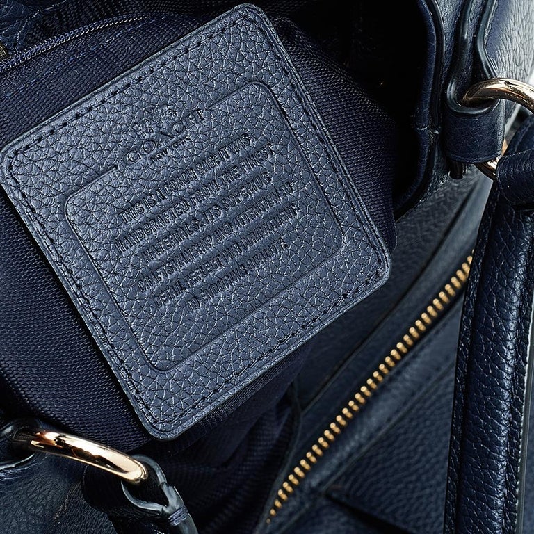 Coach Dark Navy Blue Pebbled Leather Turnlock Edie Womens Bag 36855 at  1stDibs
