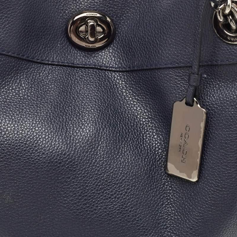 Women's Coach Navy Blue Leather Edie Shoulder Bag