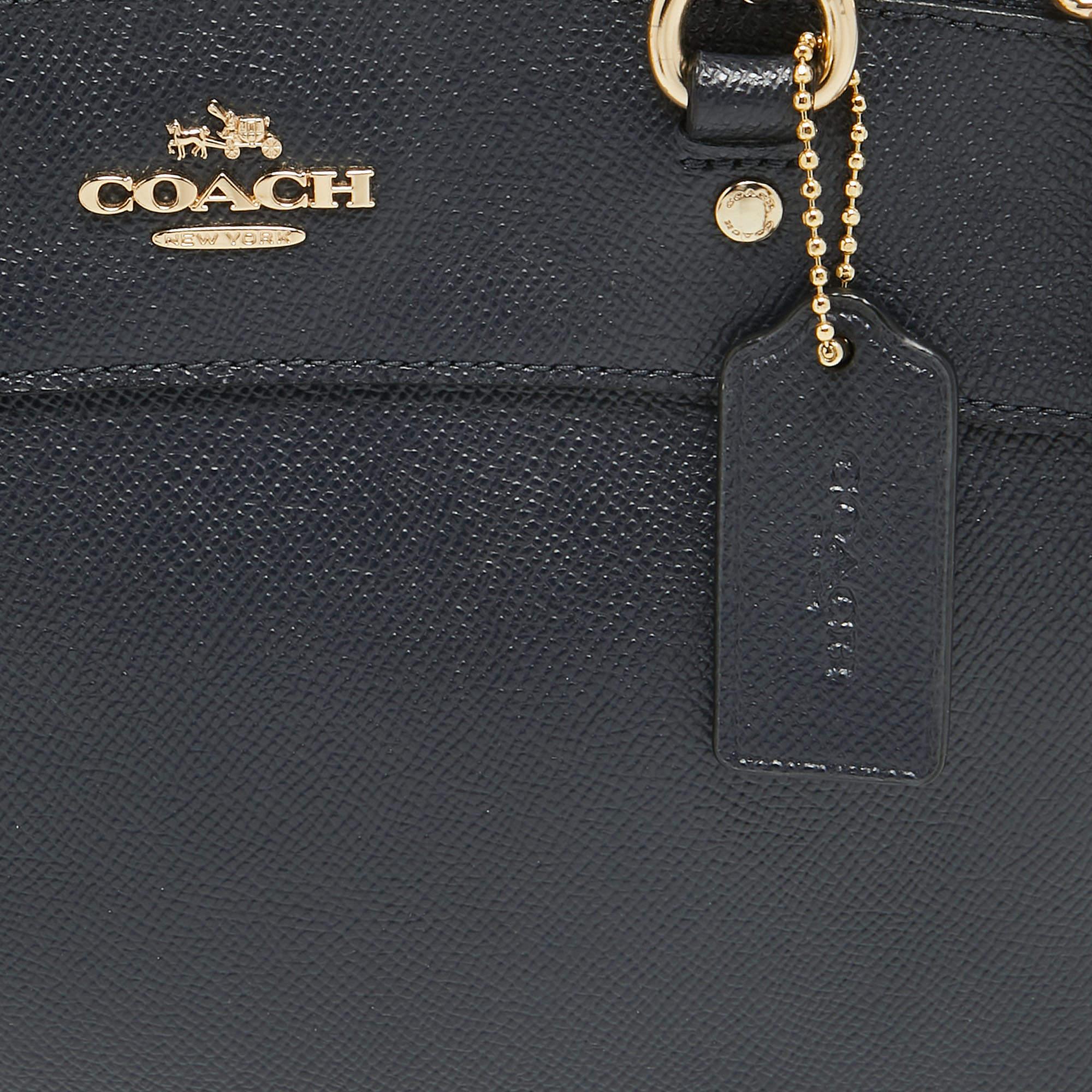 Women's Coach Navy Blue Leather Mini Brooke Carryall Satchel
