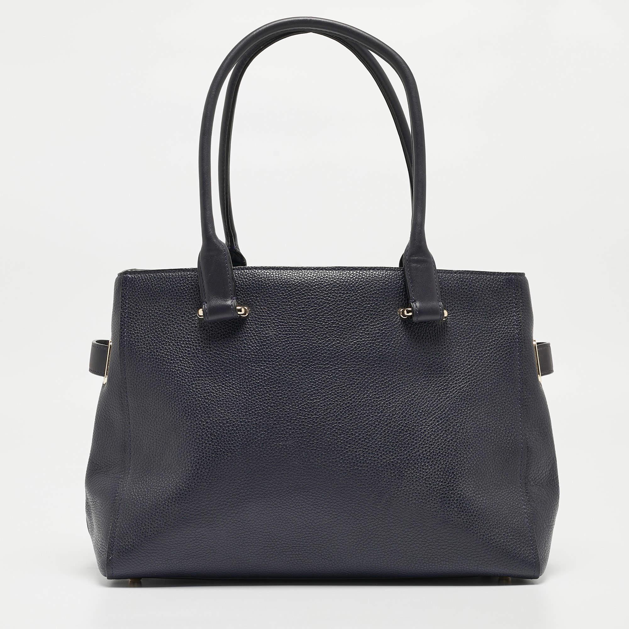 Women's Coach Navy Blue Leather Swagger 33 Tote