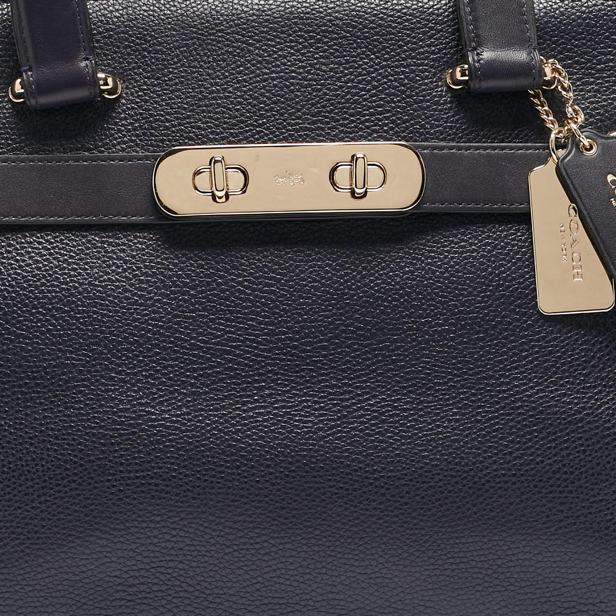 Coach Navy Blue Leather Swagger 33 Tote 1