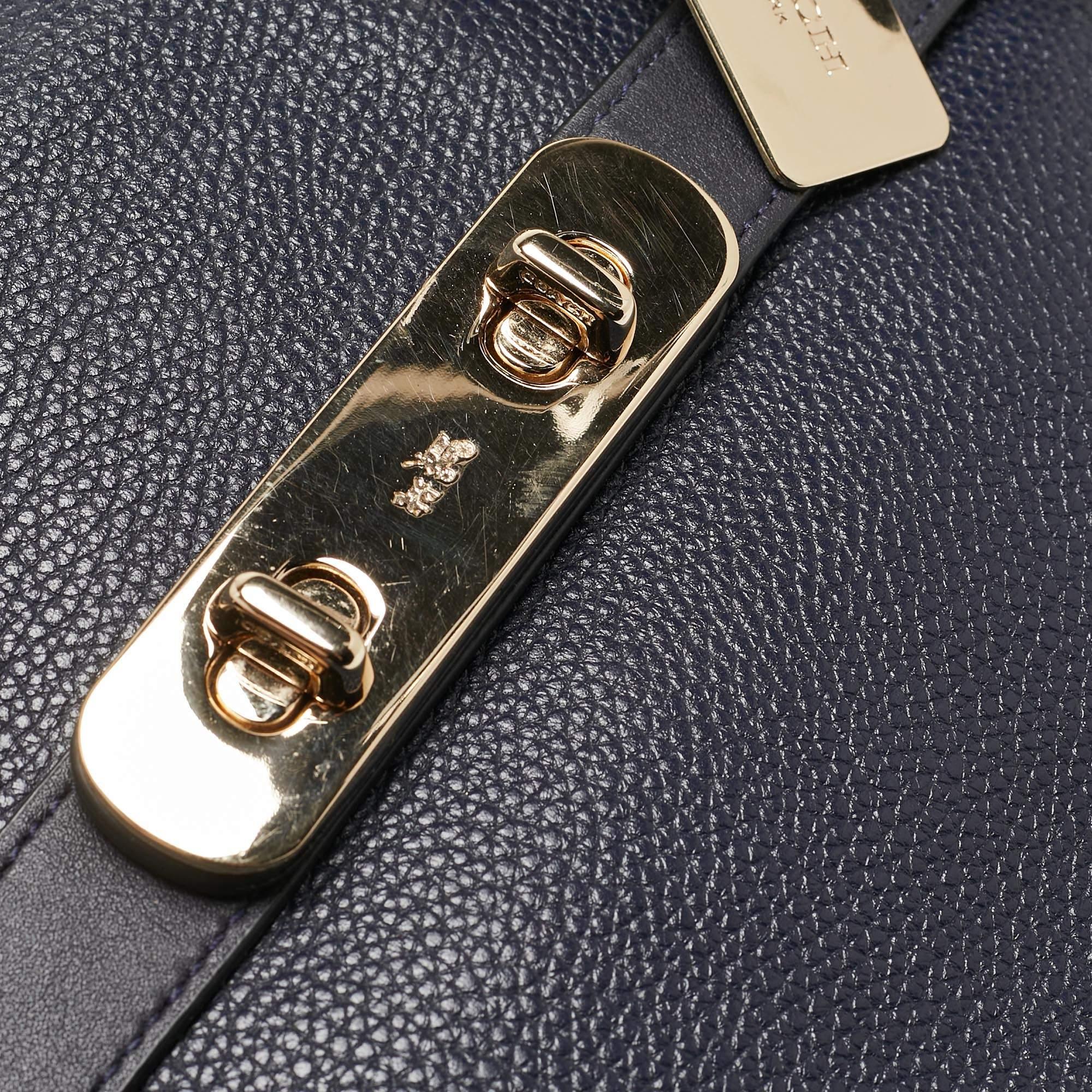 Coach Navy Blue Leather Swagger 33 Tote 2