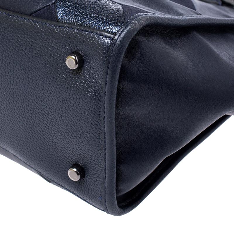 Coach Navy Patchwork Leather Mini Crossbody Bag In Good Condition In Dubai, Al Qouz 2