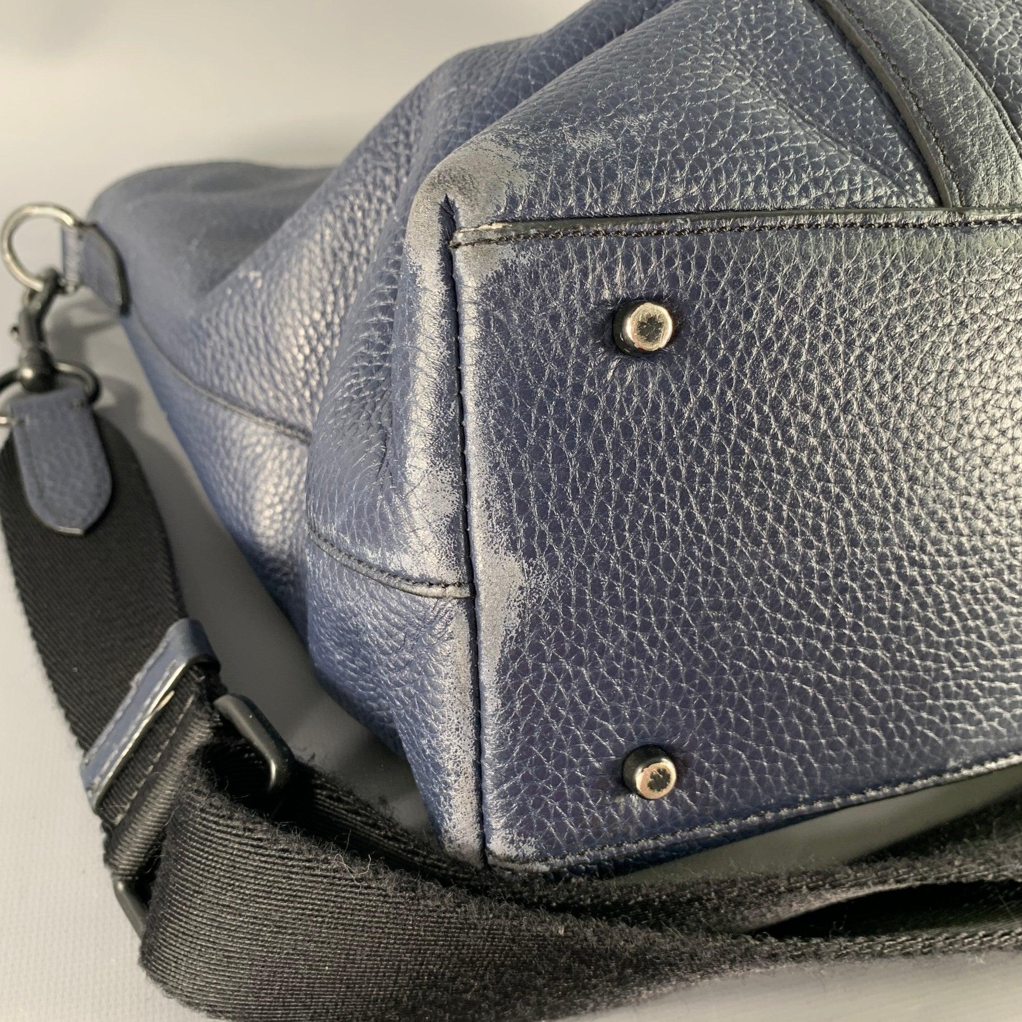 COACH - Borsa Tote in pelle di ciottoli blu scuro in vendita 6