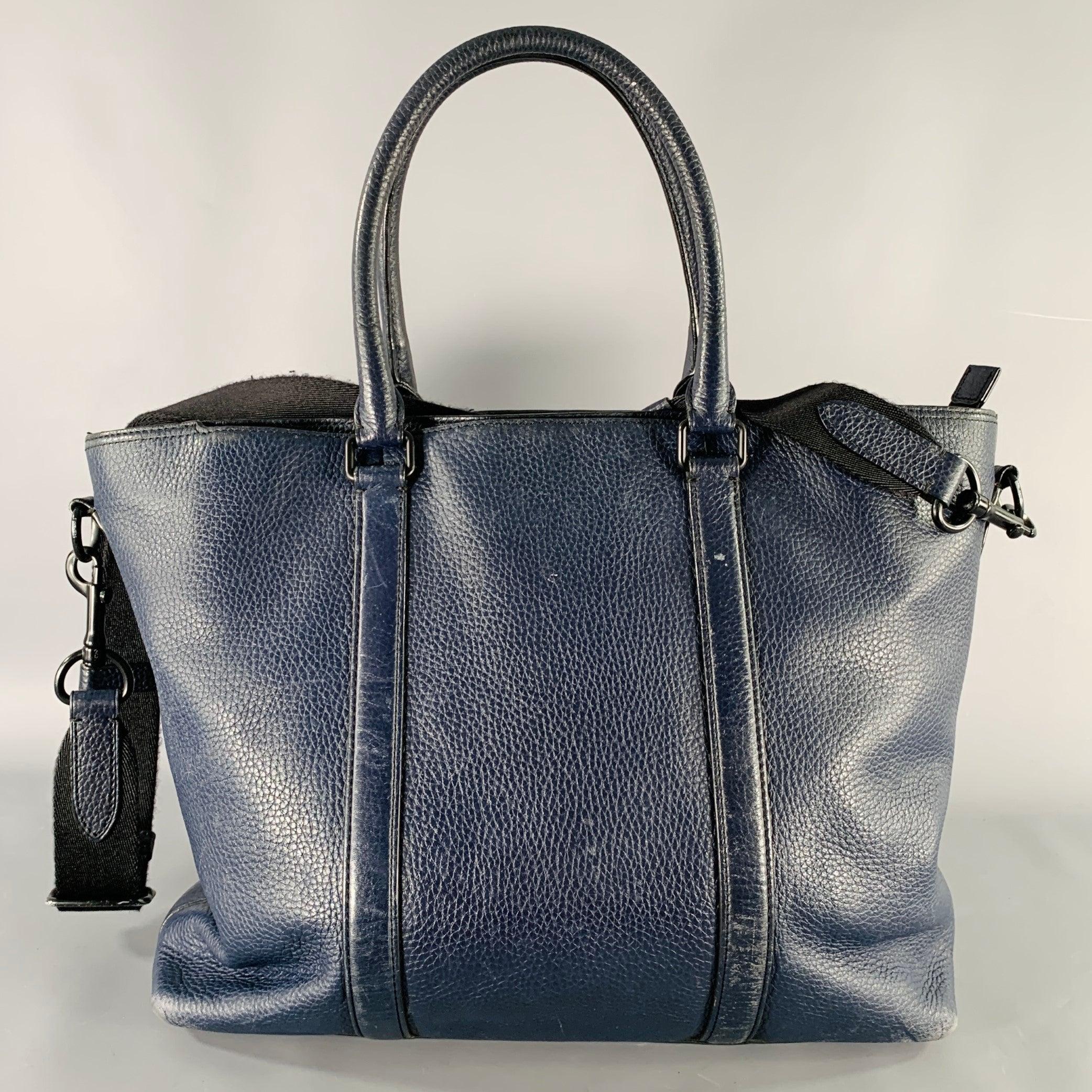 Nero COACH - Borsa Tote in pelle di ciottoli blu scuro in vendita