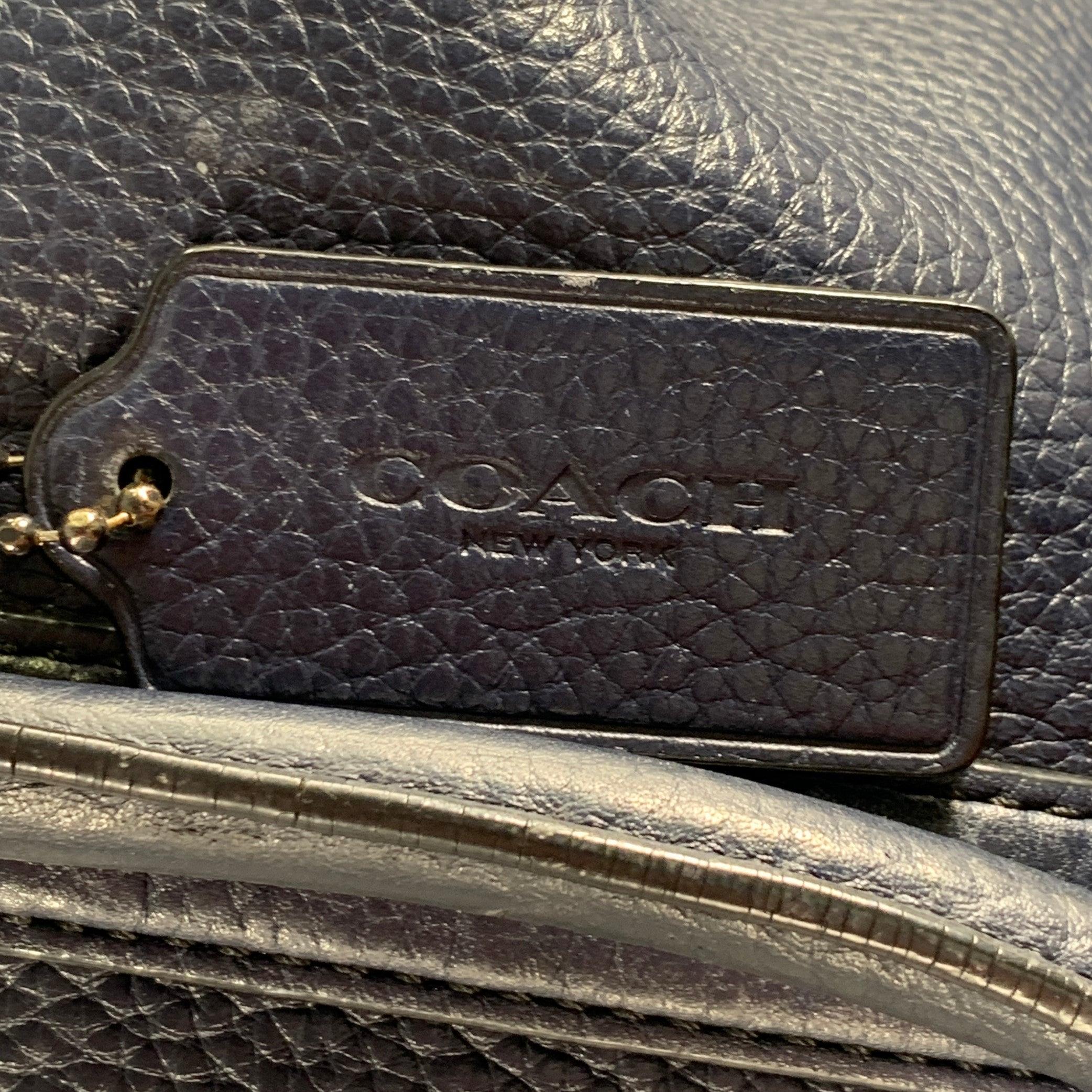 COACH - Borsa Tote in pelle di ciottoli blu scuro in vendita 1