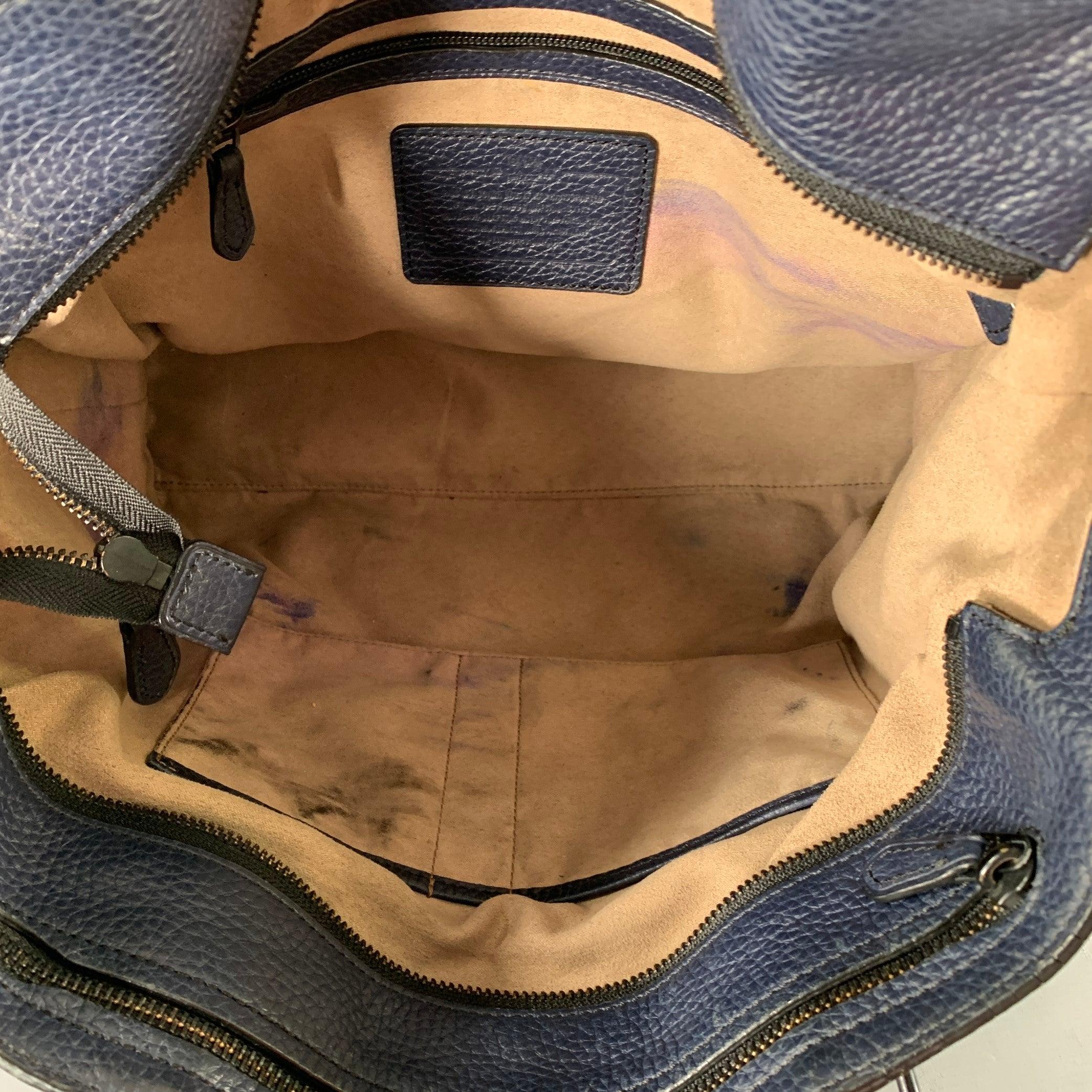 COACH - Borsa Tote in pelle di ciottoli blu scuro in vendita 2