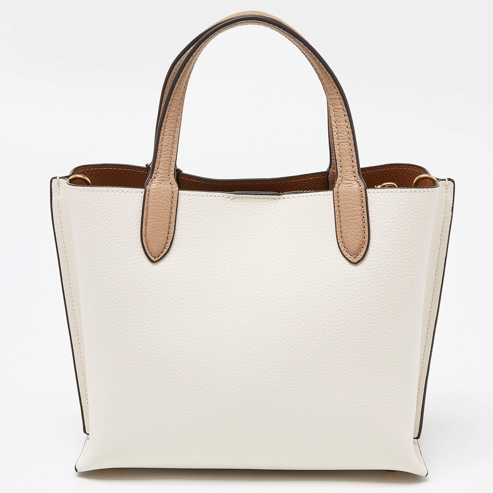 Women's Coach Off White/Beige Leather Willow Tote