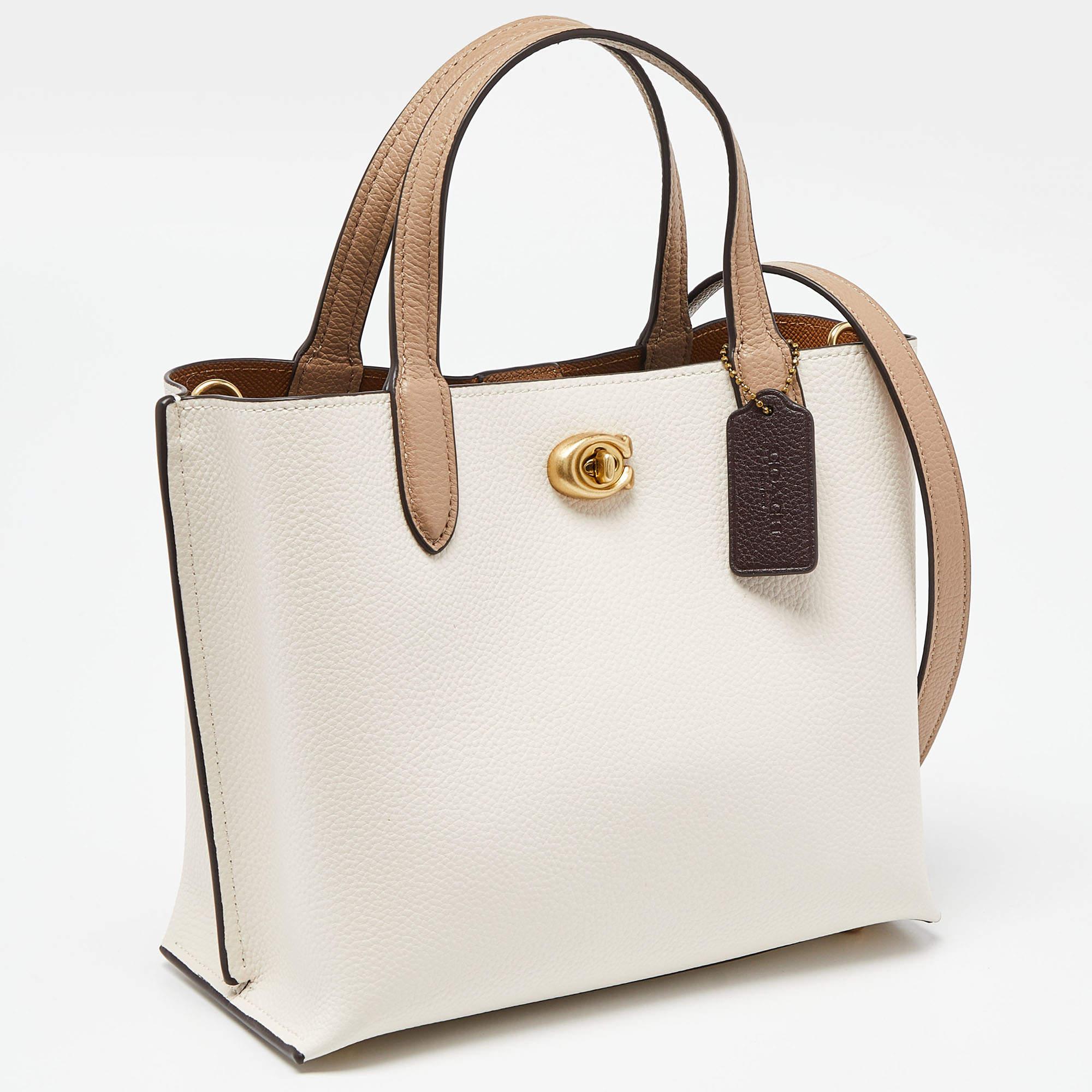 Coach Off White/Beige Leather Willow Tote 5