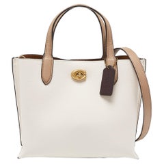 Coach Off White/Beige Leder Willow Tote aus Weide