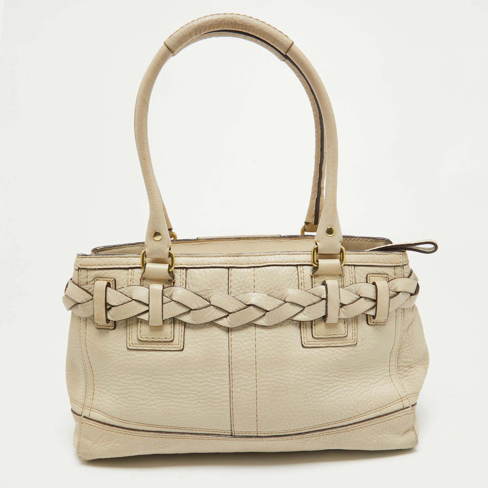 Women's Coach Off White Leather Hampton Tote