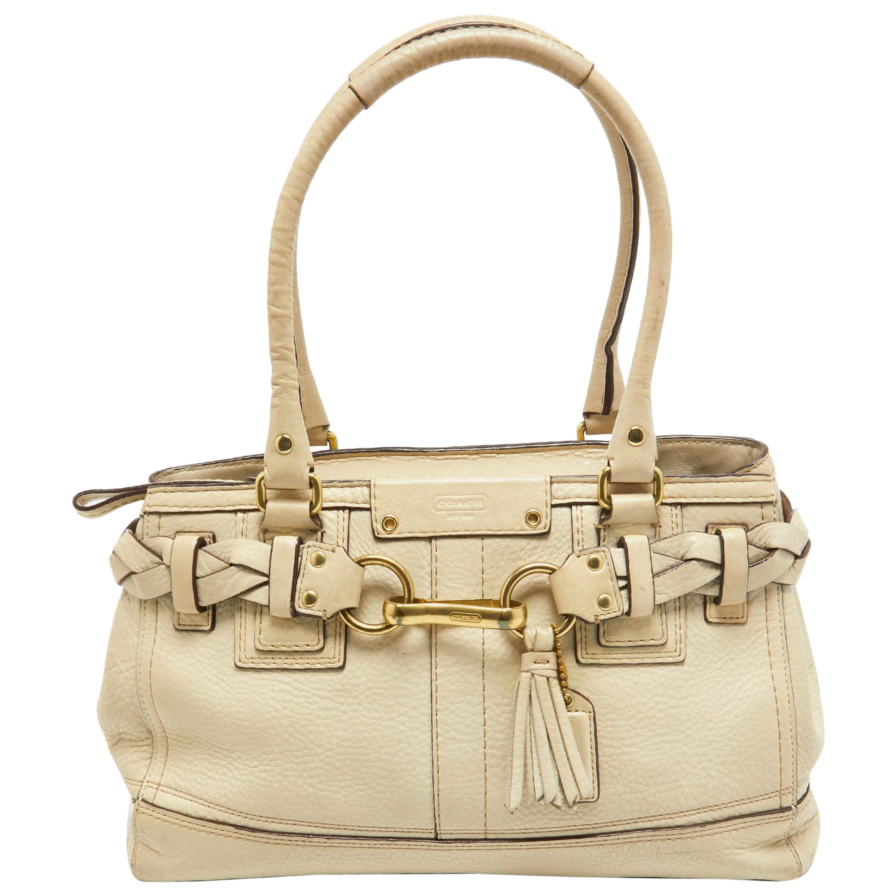 Coach Fourre-tout Hampton en cuir blanc cassé