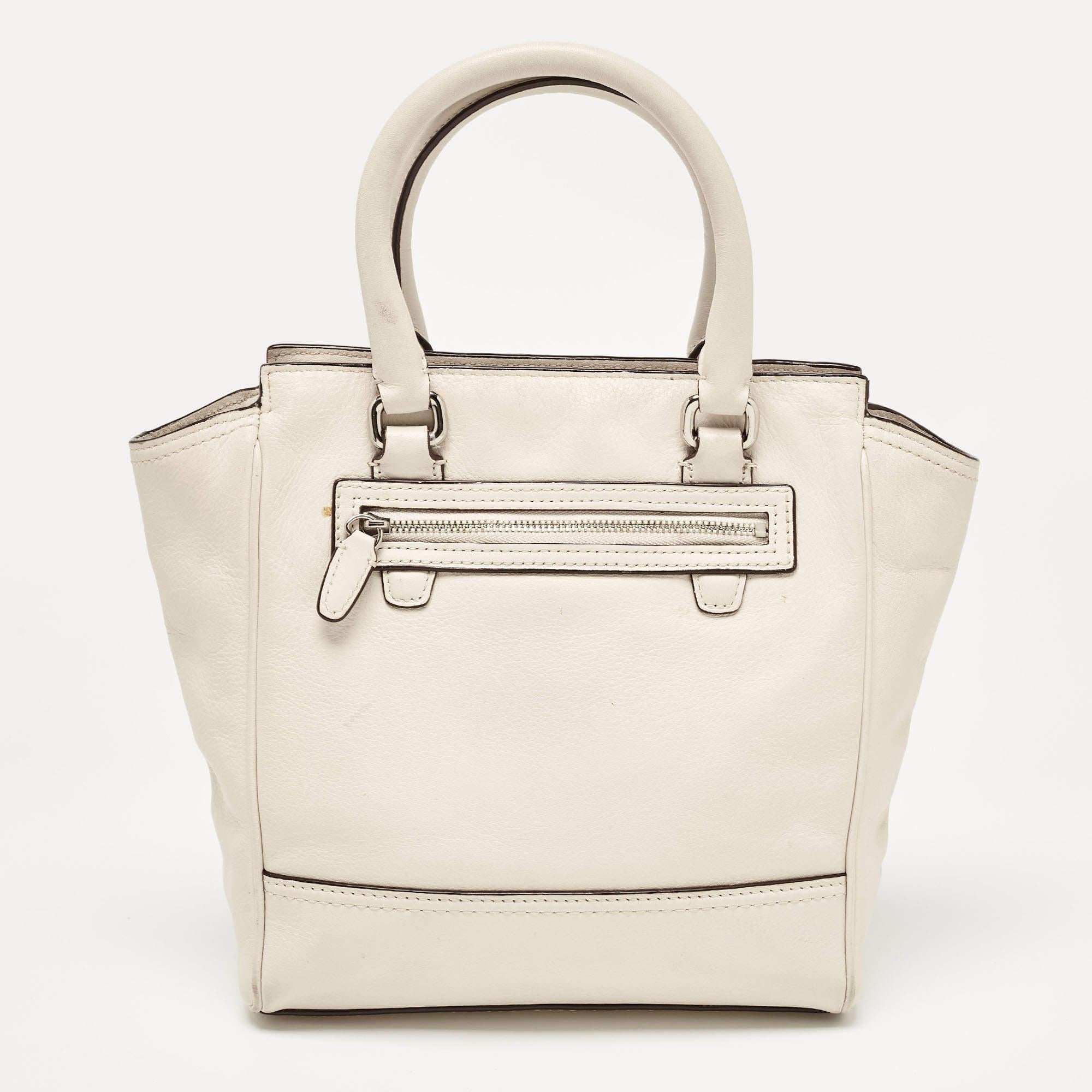 Women's Coach Off White Leather Legacy Tassel Tote
