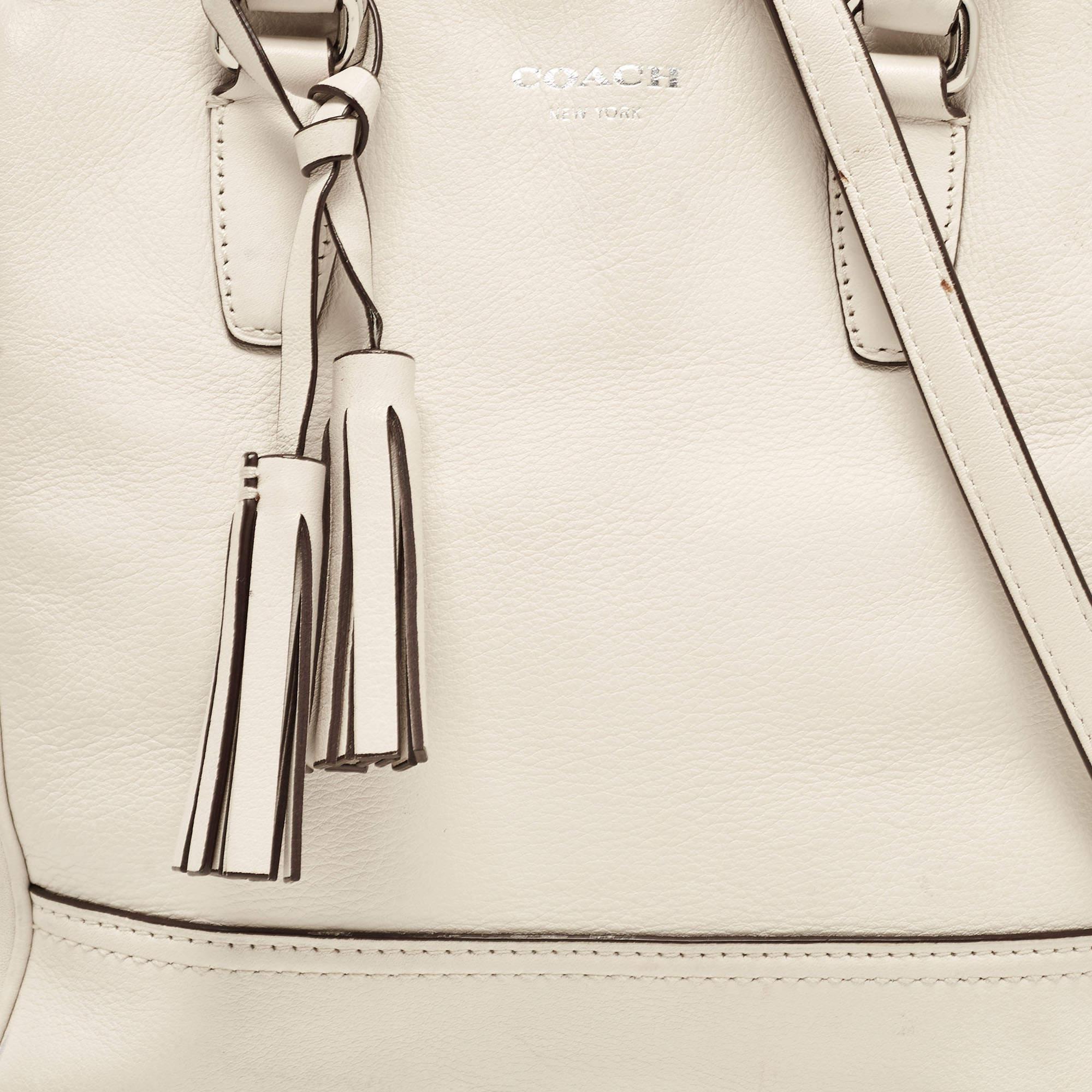 Coach Off White Leather Legacy Tassel Tote 1
