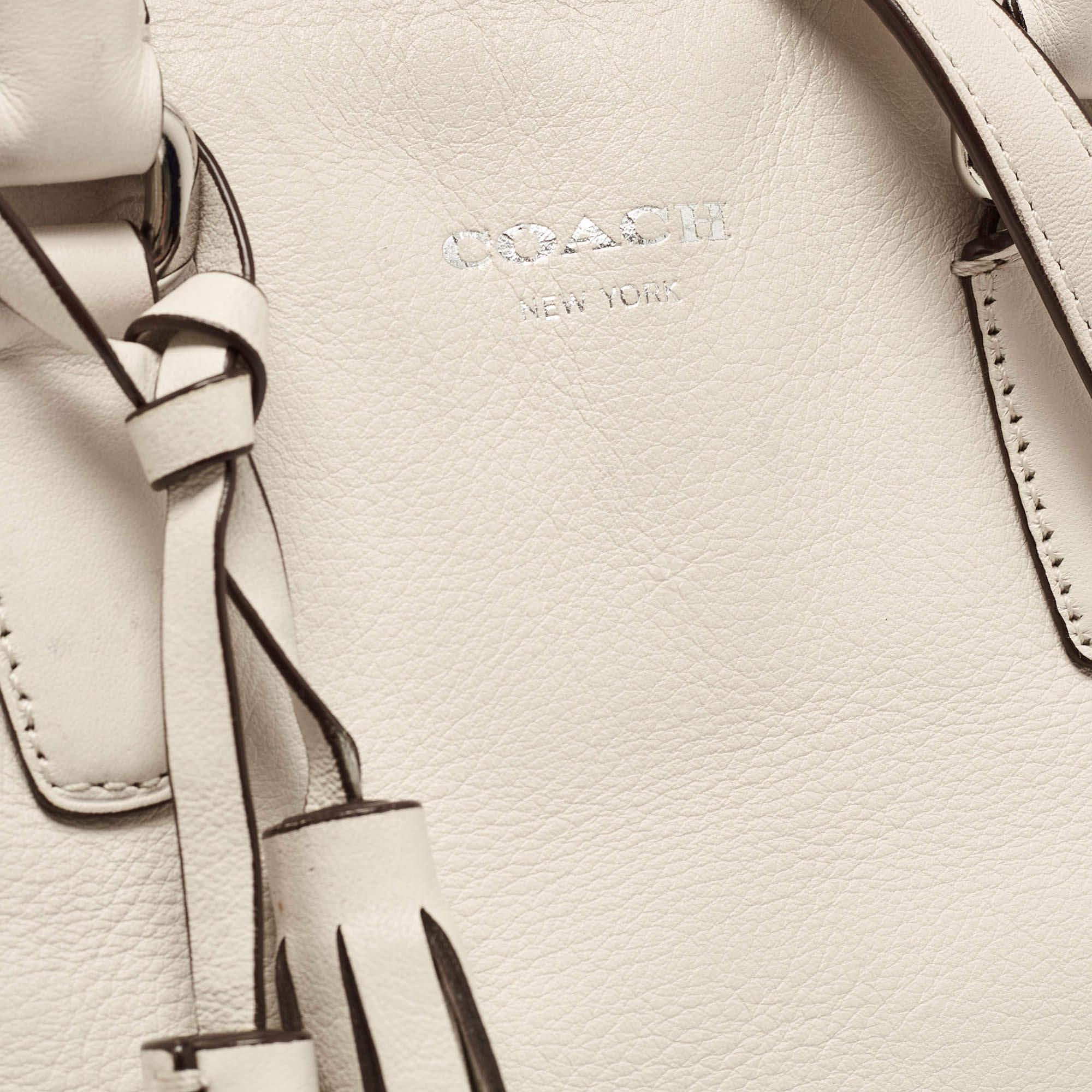 Coach Off White Leather Legacy Tassel Tote 2