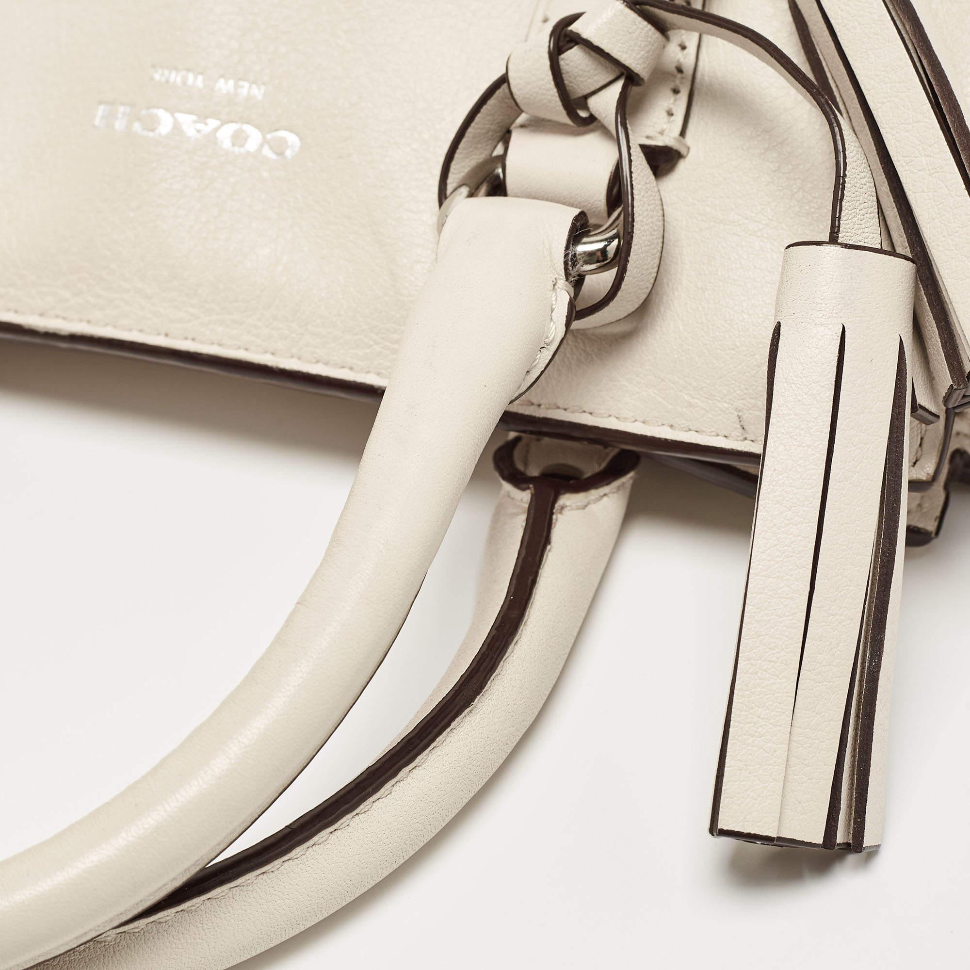 Coach Off White Leather Legacy Tassel Tote 3