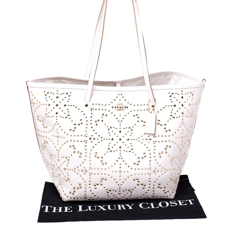 Coach Off White Studded Leather Street Tote 6