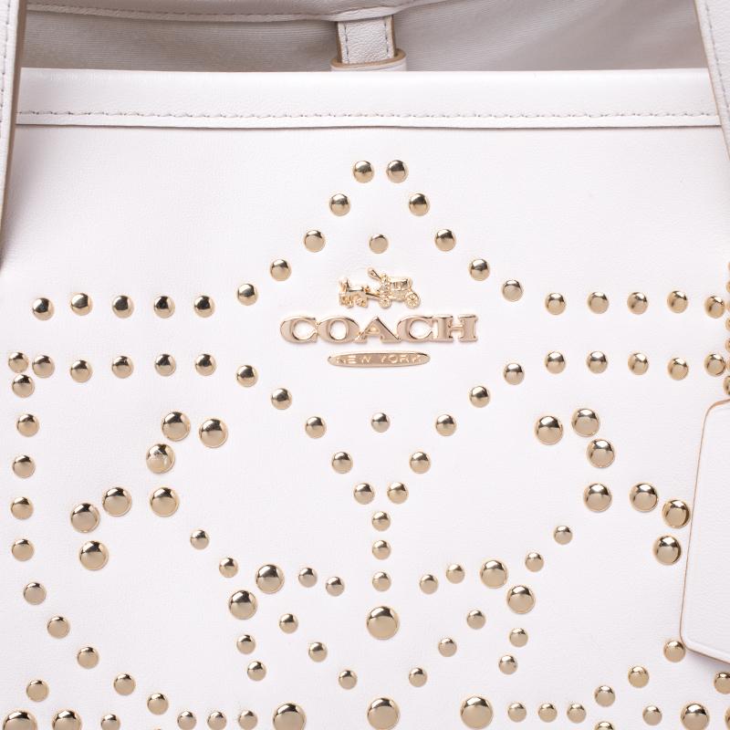 Women's Coach Off White Studded Leather Street Tote