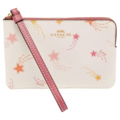 Coach Old Rose/Off White Coated Canvas Shooting Star Print Zip Wristlet Pouch