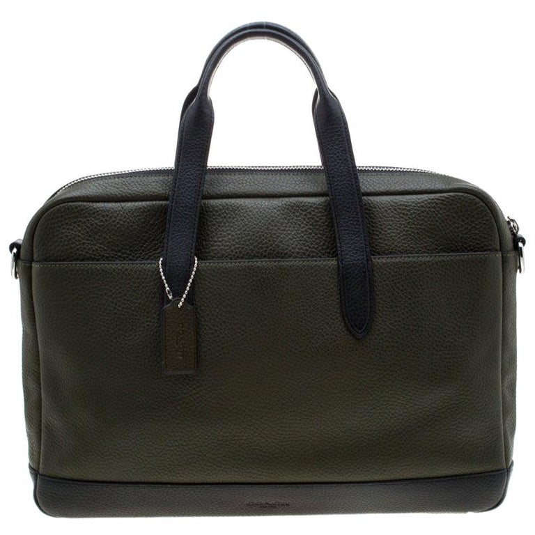 Coach Olive/Black Leather Business Briefcase Bag For Sale at 1stDibs ...