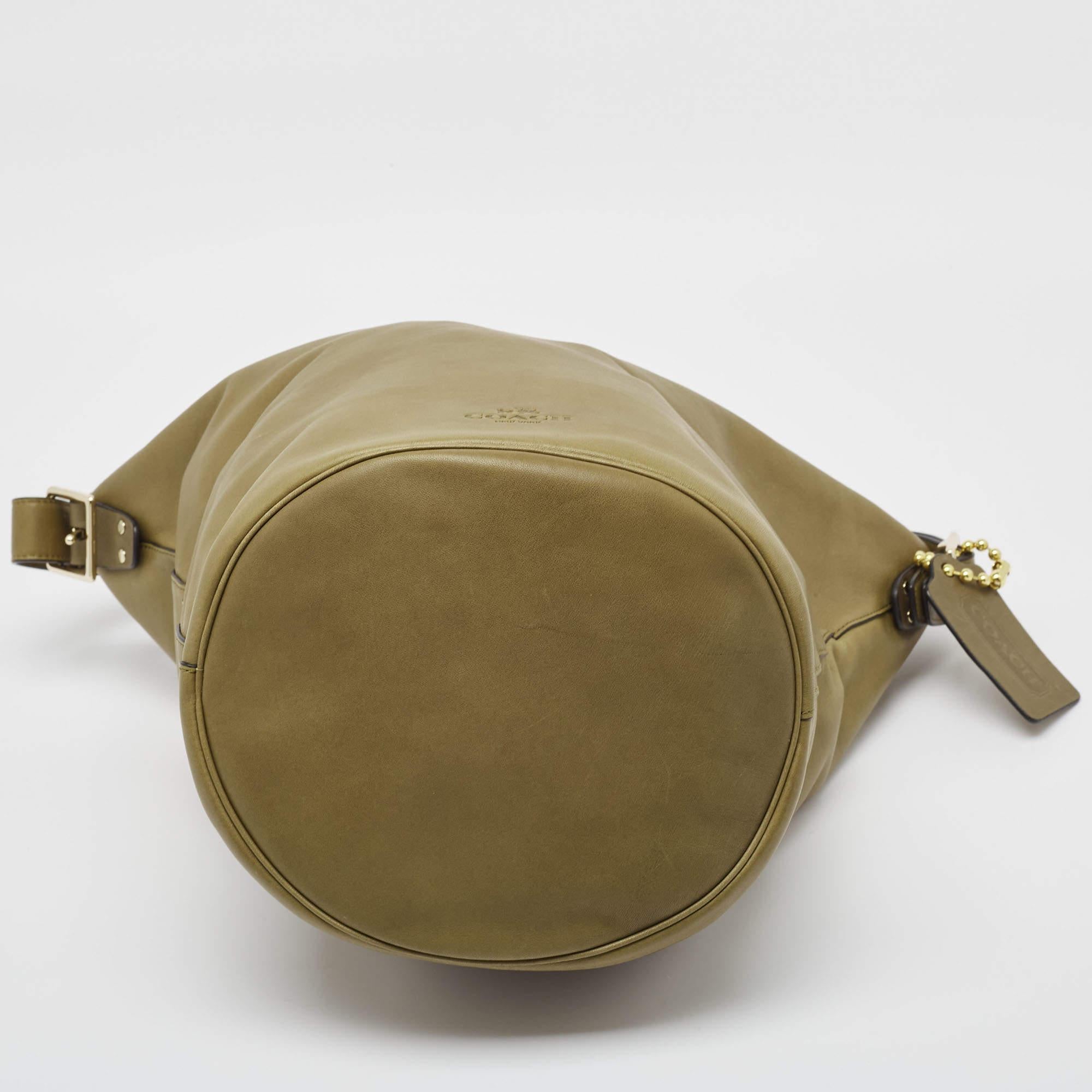 Coach Olive Green Leather Bleecker Bucket Bag 4