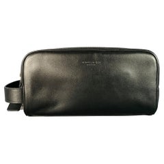 COACH One Size Schwarz Leder Zip Kulturtasche