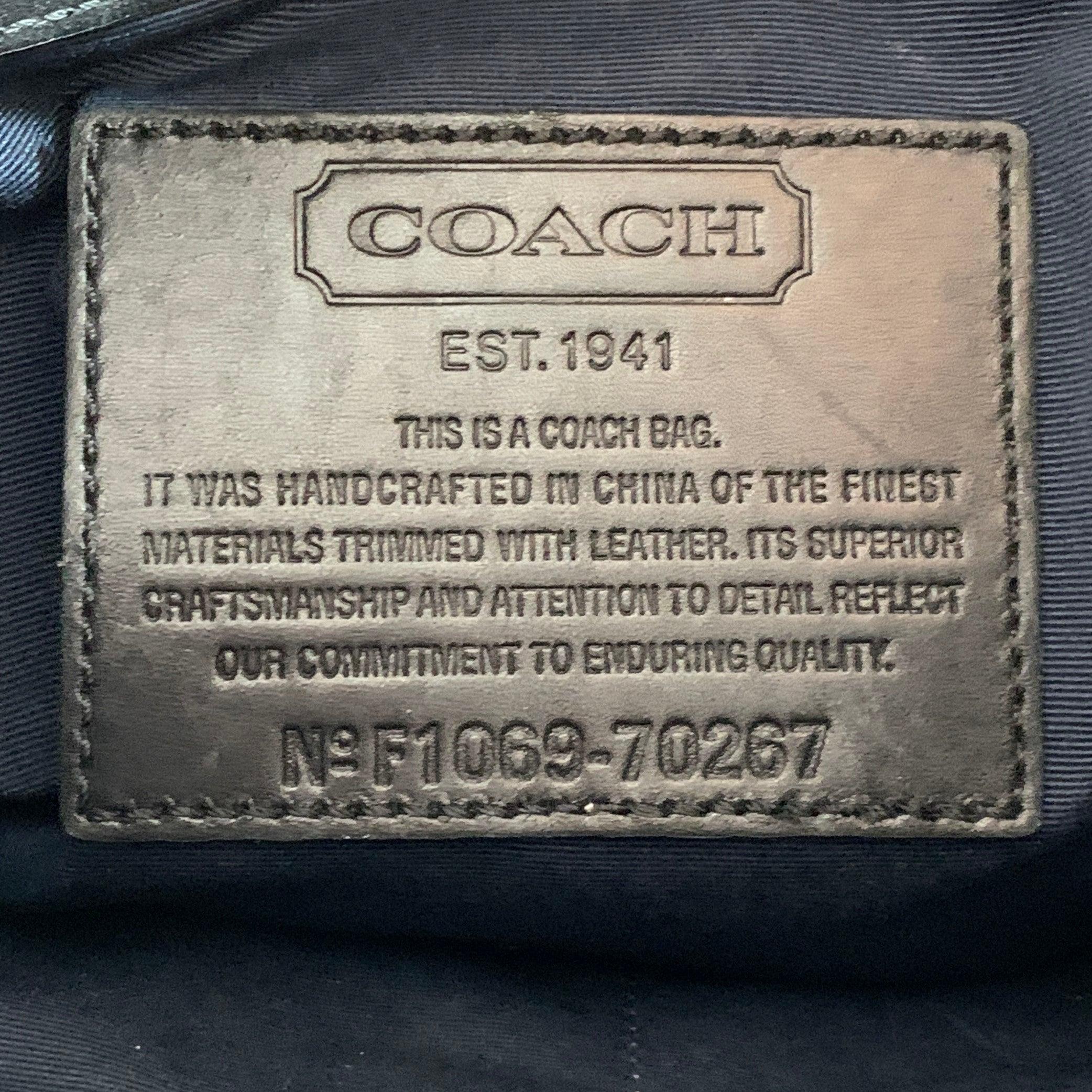 COACH Borsa a tracolla in tela Coates nera e grigia taglia unica in vendita 2