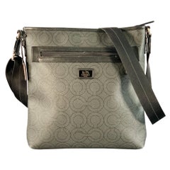 COACH One Size Grey Black Logo Coated Canvas Crossbody Bag