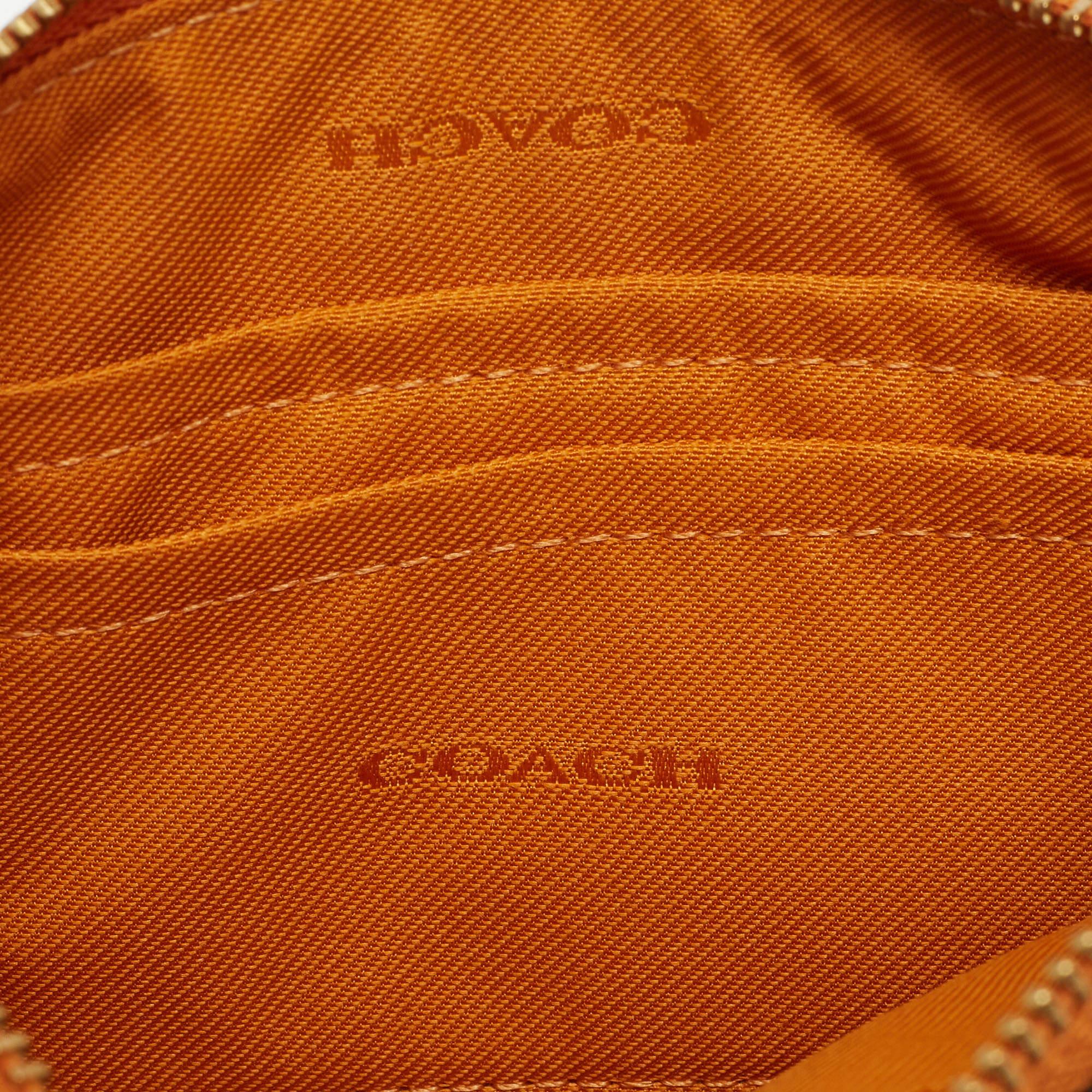 Coach Orange Leather Wristlet Zip Pouch 6