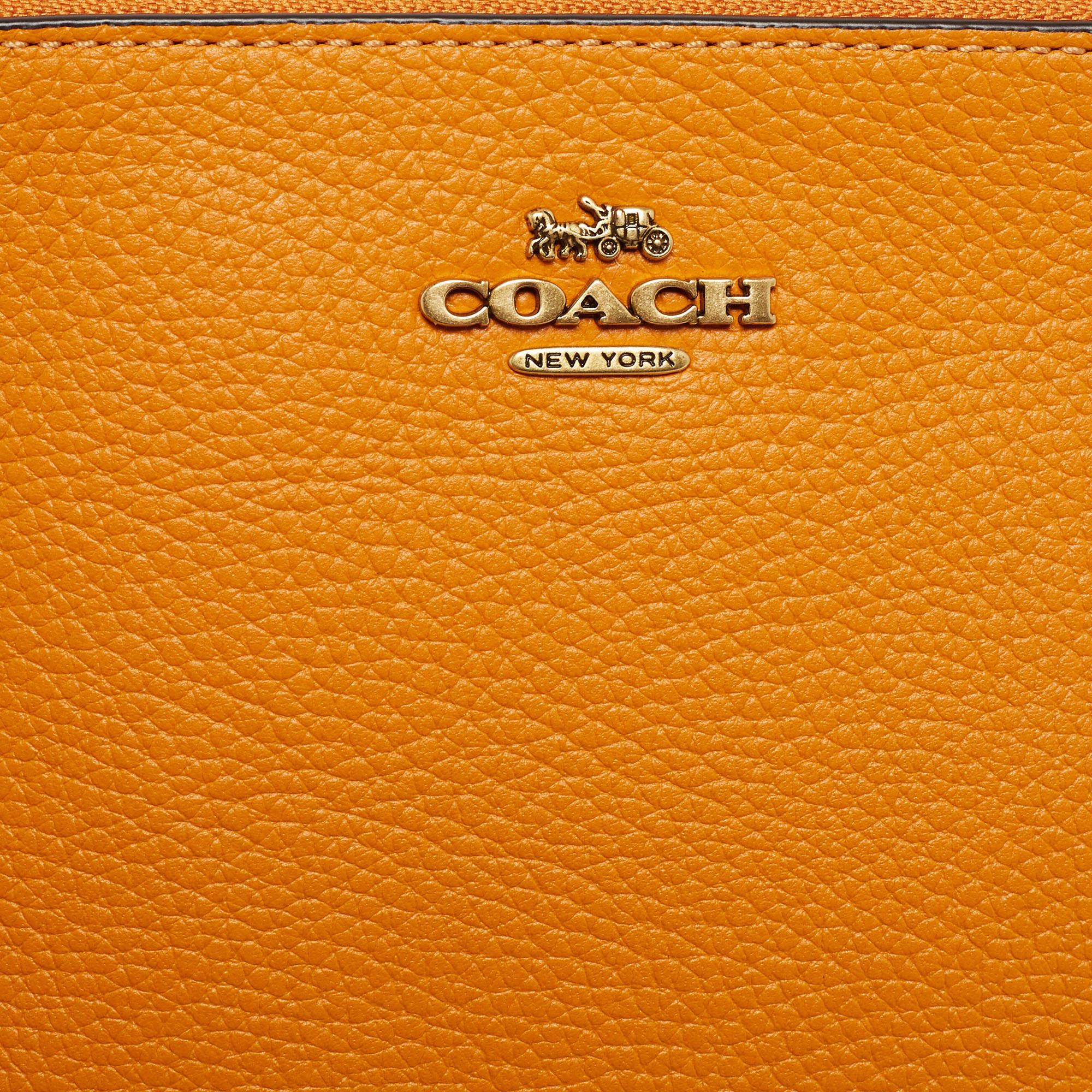 Coach Orange Leather Wristlet Zip Pouch 4