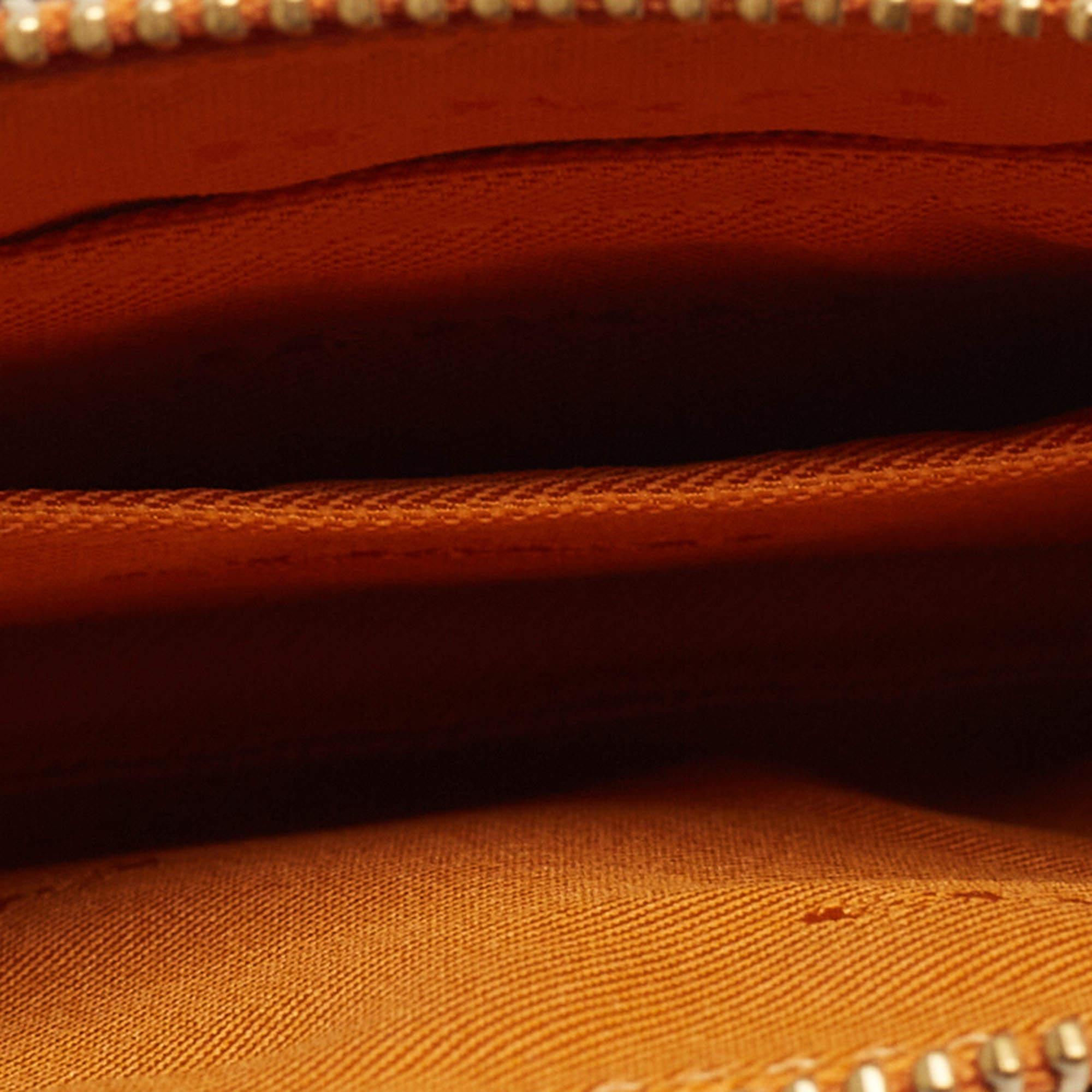 Coach Orange Leather Wristlet Zip Pouch 5