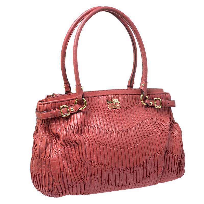 Coach pleated leather bag sale