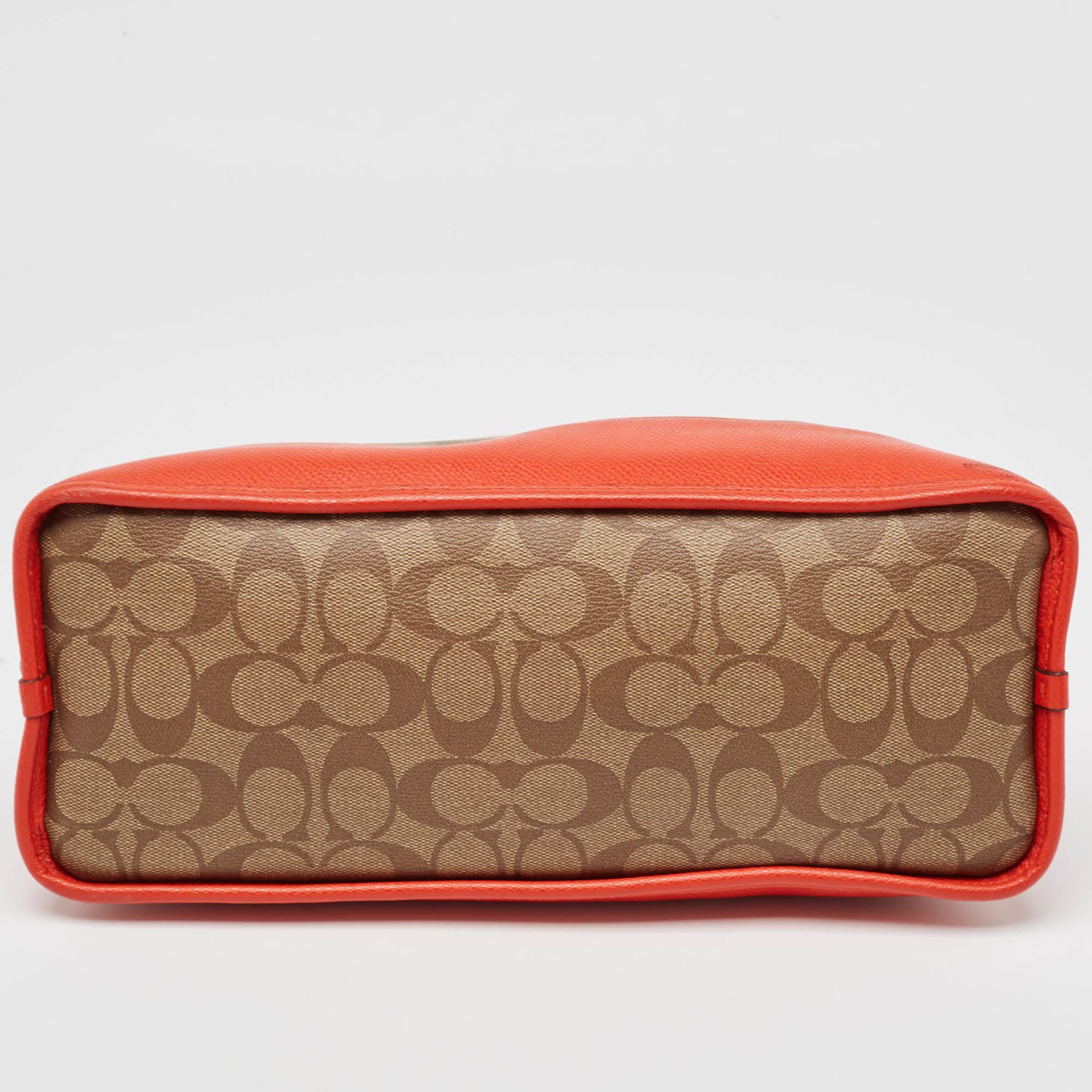 Coach Orange/Signature Coated Canvas and Leather Cora Dome Satchel For Sale 3