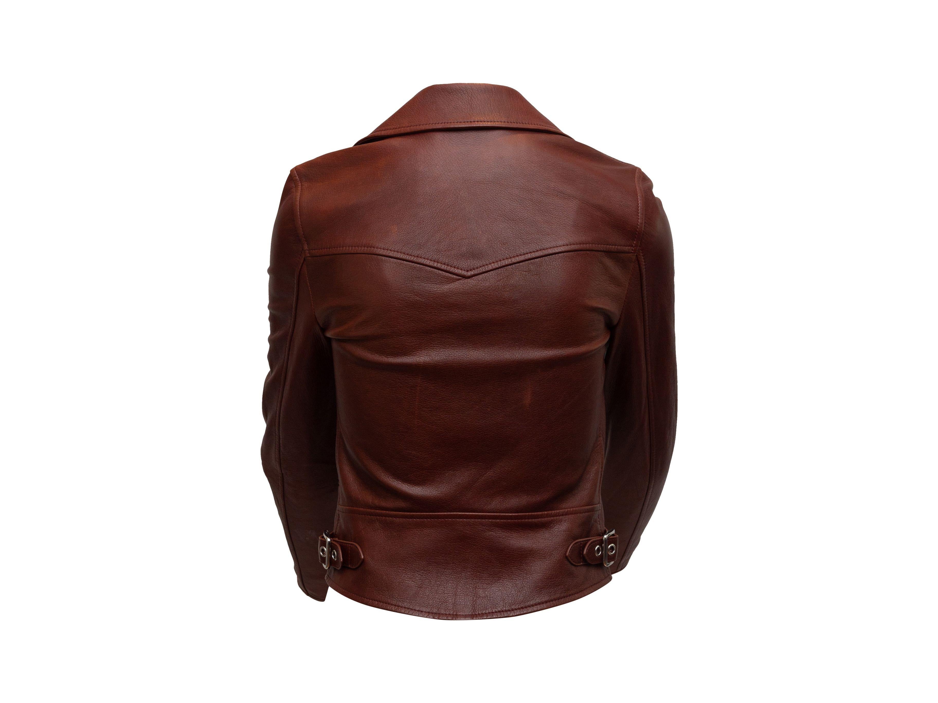 Coach Oxblood Leather Moto Jacket In Good Condition In New York, NY