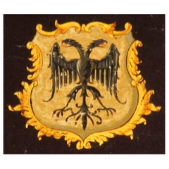 Antique Coach, Panel, 18 Century, English, George III, Coat of Arms, or, Gilded, Eagle