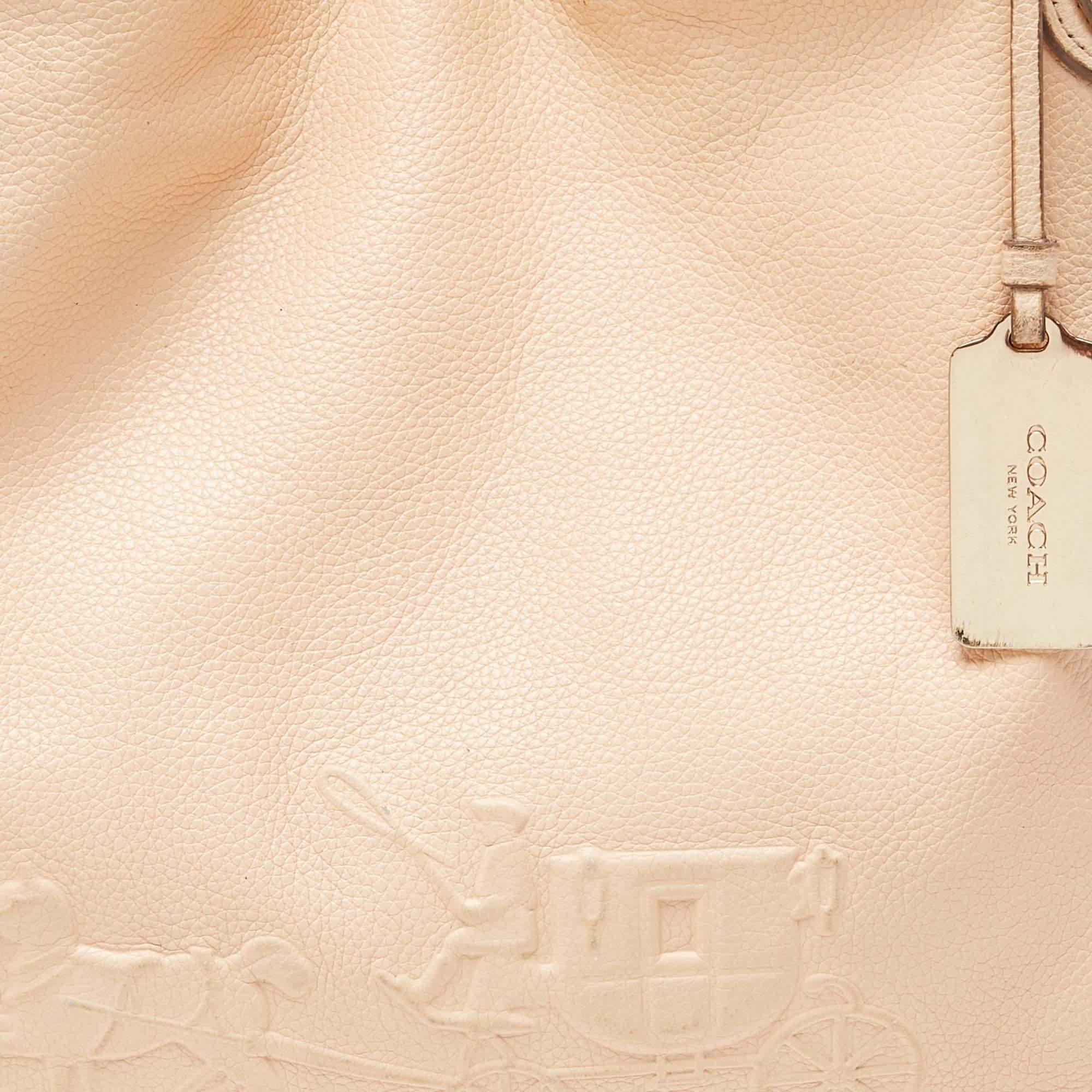 Women's Coach Peach Leather Horse Carriage Edie Shoulder Bag