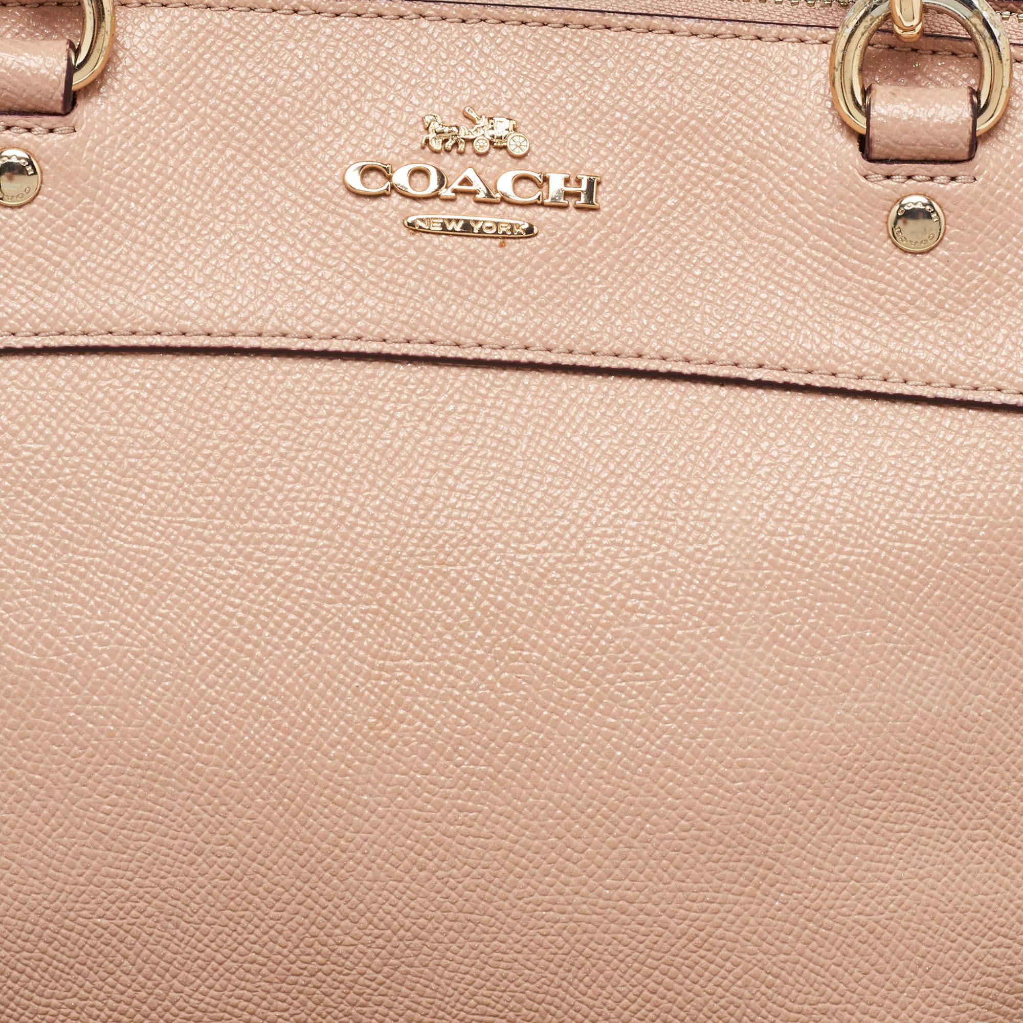 Women's Coach Peach Leather Mini Brooke Carryall Satchel For Sale