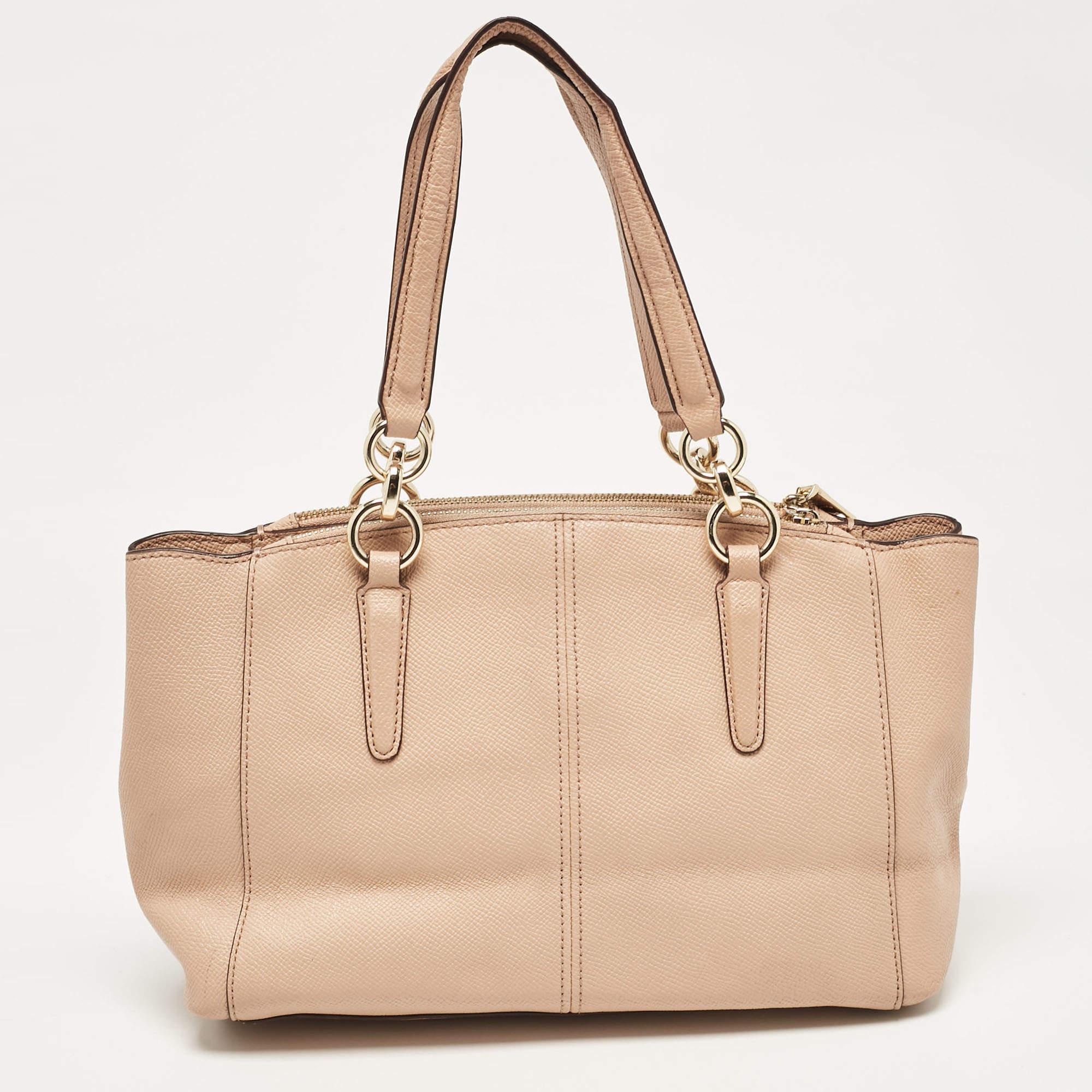 Coach Peach Leather Mini Christie Carryall Double Zip Satchel In Good Condition For Sale In Dubai, Al Qouz 2