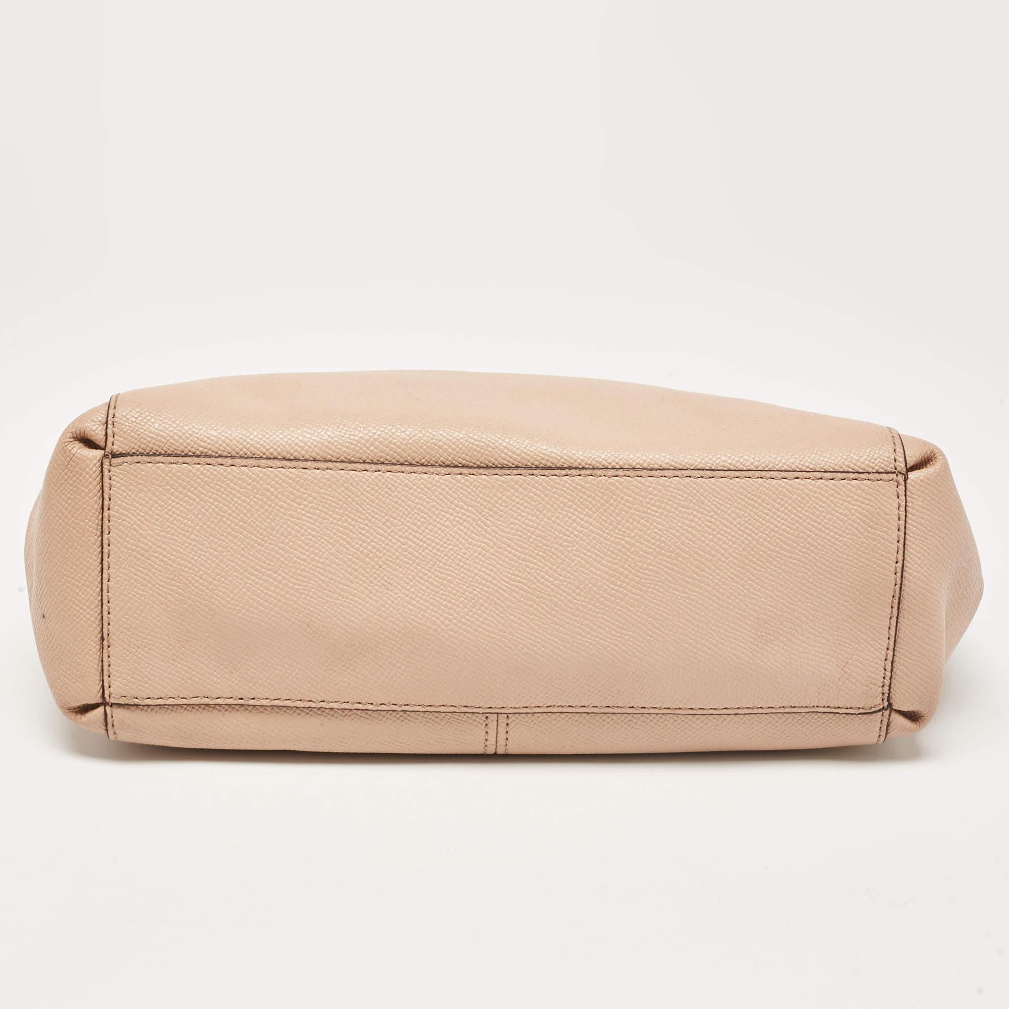 Coach Peach Leather Mini Christie Carryall Double Zip Satchel For Sale 2