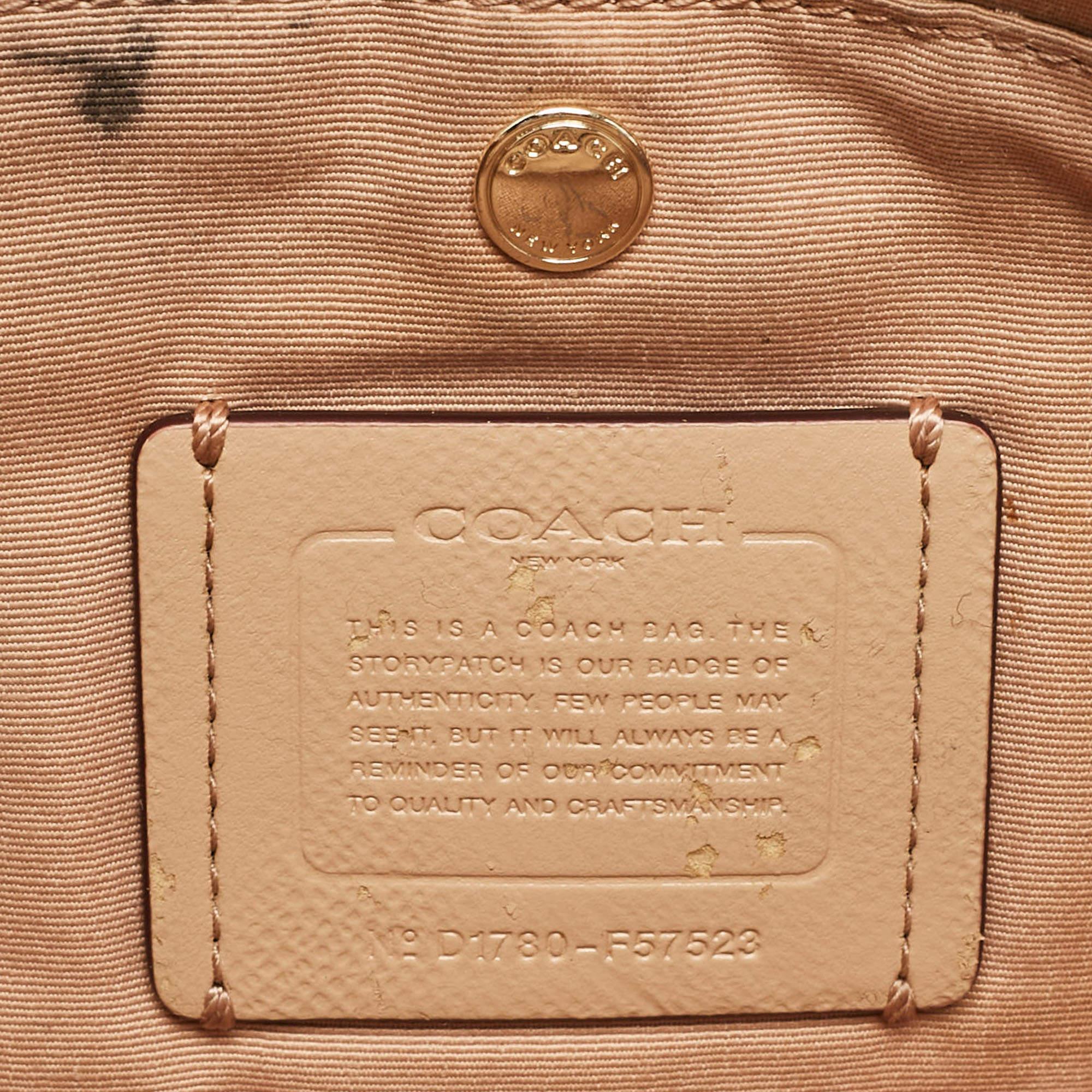 Coach Peach Leather Mini Christie Carryall Double Zip Satchel For Sale 4